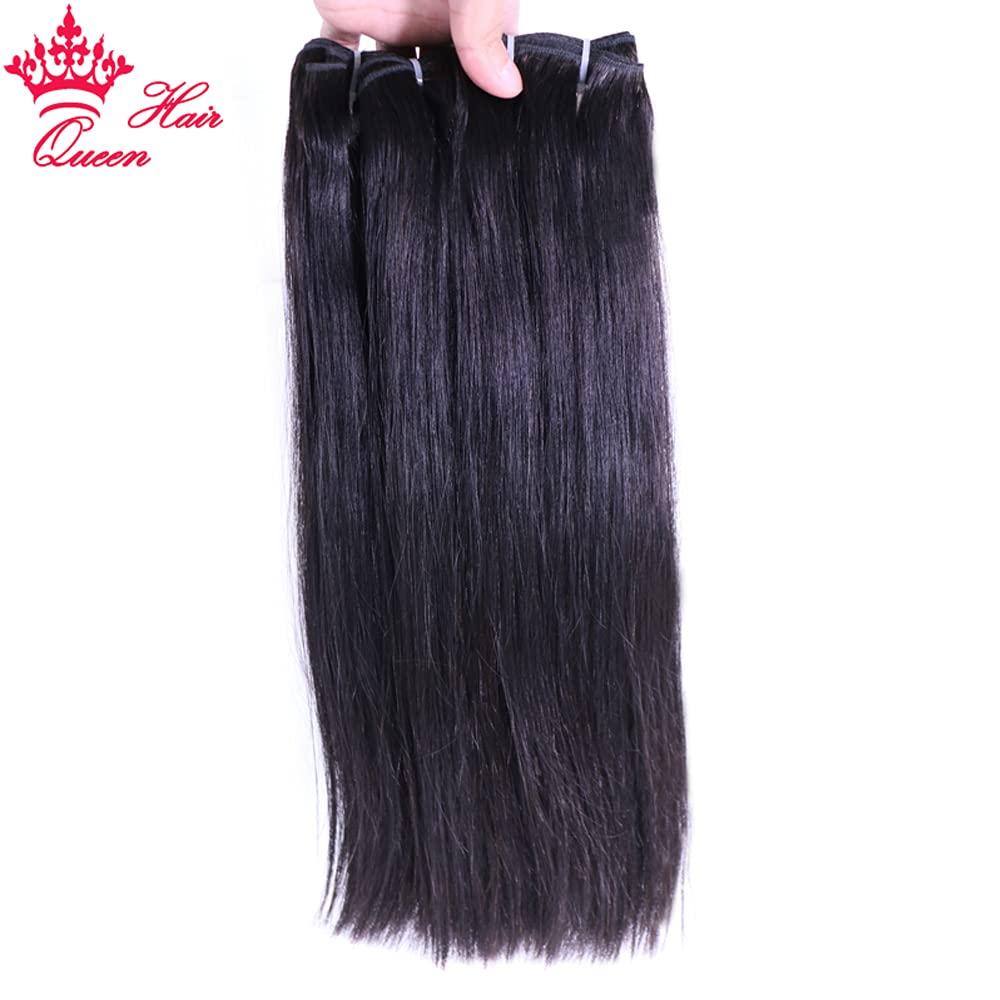 Queen Hair Queen Hair Products Double Drawn Bone Straight Human Hair Unprocessed Brazilian Virgin Hair Top Quality Full Bundle 100% Human Hair Weft (10 12 14 16inches)