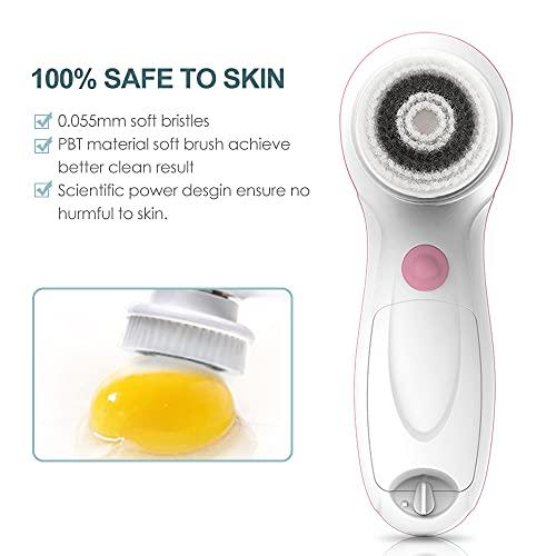 TOUCHBeauty TOUCHBeauty Facial Cleansing & Exfoliator Brush Set with Travel Case 3 Professional Cleansing Brush Heads for Oil/Sensitive/Combination Skin |Waterproof, Dual Speed
