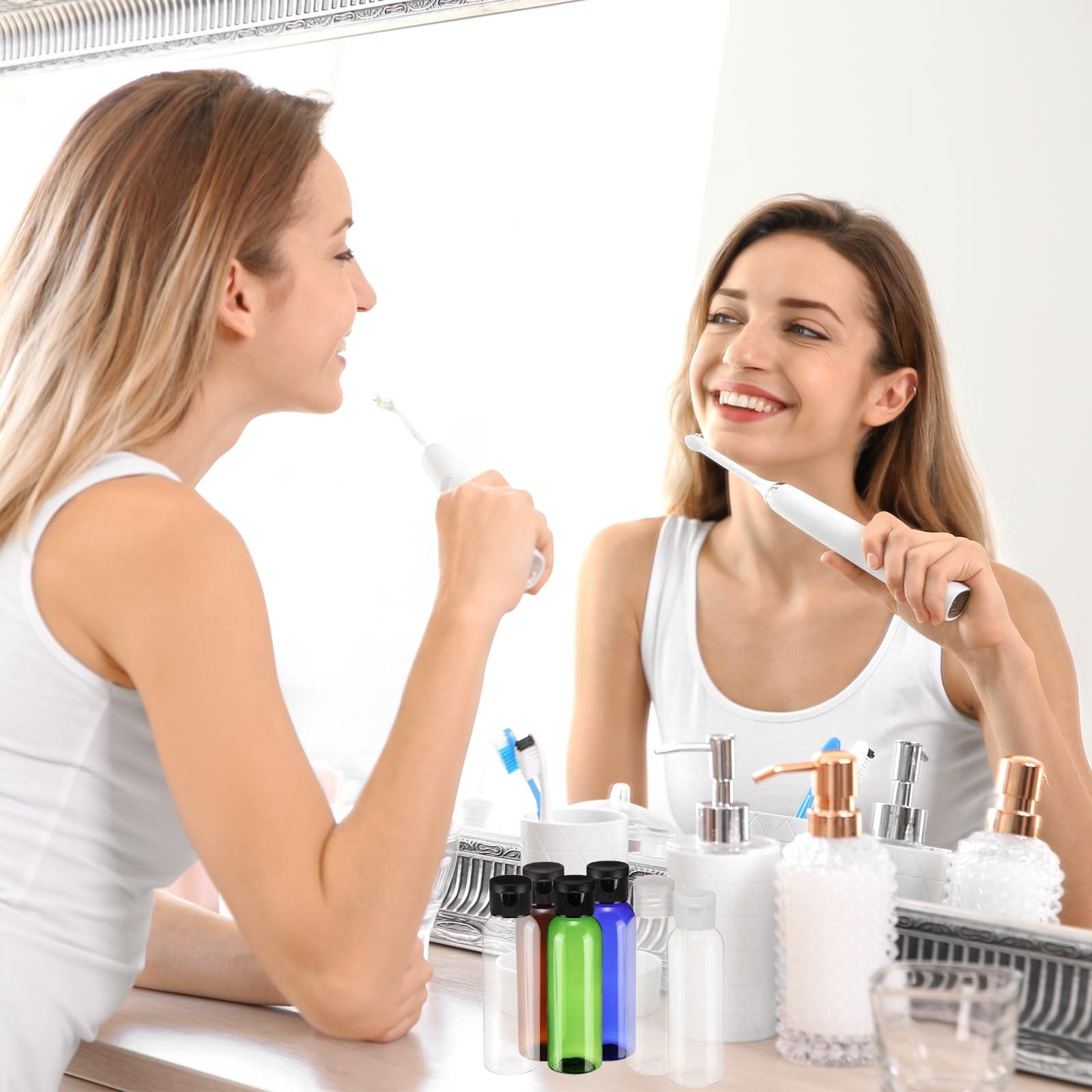 uxcell uxcell 2 Oz Plastic Bottles with Flip Caps, 100 Pcs Reusable Travel Size Containers with Lids Plastic Squeeze Refillable Dispensing Bottles for Shampoo, Body Soap, Toner(Transparent)