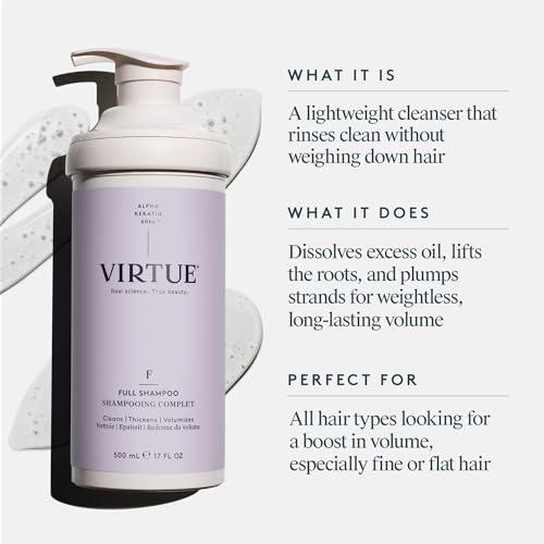 VIRTUE VIRTUE Full Sulfate Free Volumizing Shampoo Thickens Hair, Safe for All Hair Types, Color Safe