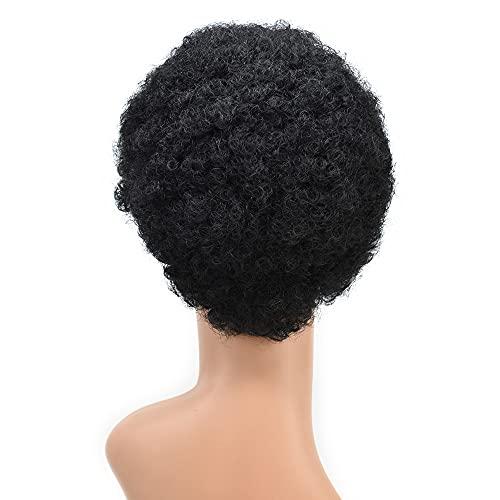 LYRICAL HAIR LYRICAL HAIR Afro Kinky Curly Wigs for Black Women Short Soft Brazilian Human Hair Natural Full Machine Made None Lace Front Glueless Wig for African American Ladies (#1 Jet Black)