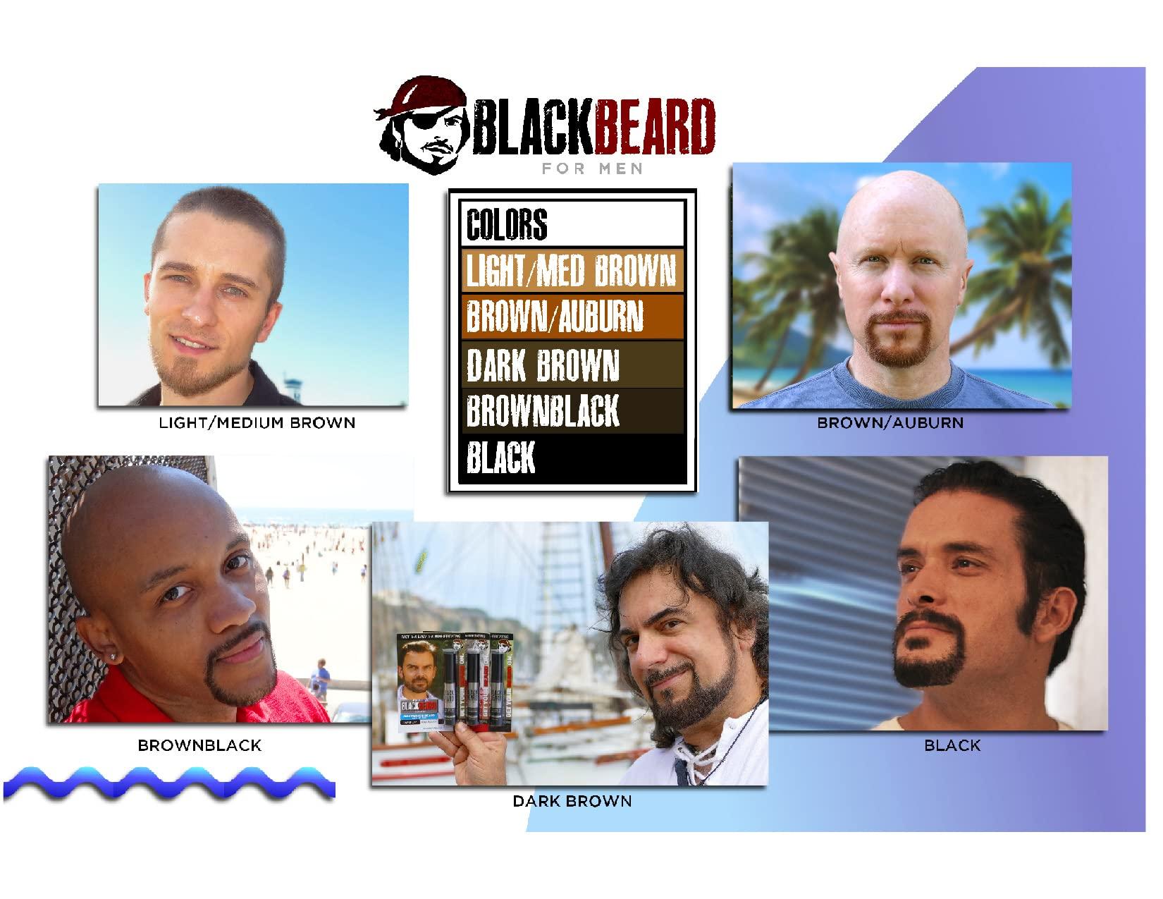 BLACKBEARD Blackbeard Formula X - Instant, Hypoallergenic, 1-Day Color for Men\'s Beard, Mustache, Eyebrows, and Sideburns - Temporary Tint - Brown/Auburn, 6 Pack