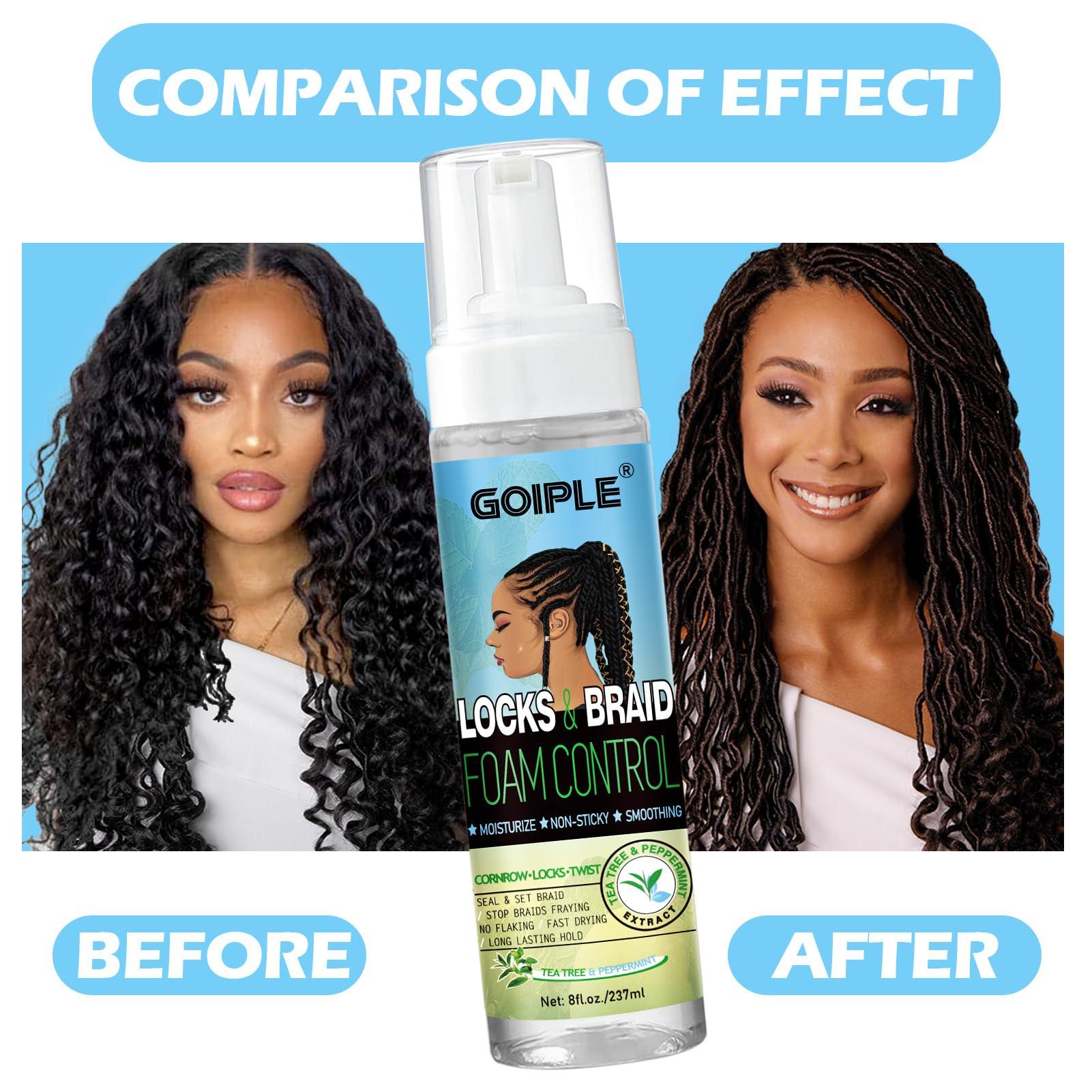 Goiple 8 fl oz Braid Foam Control Mousse Braiding Mousse for Braids Twist, Locs, No Flake Extra Hold High Shine Style & Moisturizes, Hair Mousse for Braids Nourishes, Lightweight, Smooth, No Greasy Tea Tree