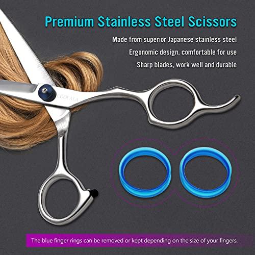 COOLALA COOLALA Stainless Steel Hair Cutting Scissors 6.5 Inch Hairdressing Razor Shears Professional Salon Barber Haircut Scissors, One Comb Included, Home Use for Man Woman Adults Kids Babies