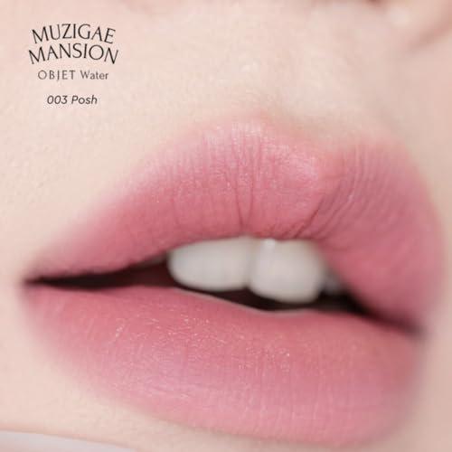 MUZIGAE MANSION MUZIGAE MANSION Objet Water Lip Stain Matte Lipstick (Watery to Blurry Tint), Long-Lasting, Hydrating, Waterproof Wear K-Beauty Liquid Lipstick for Women, Bold Red Tinted Gloss (003 POSH)