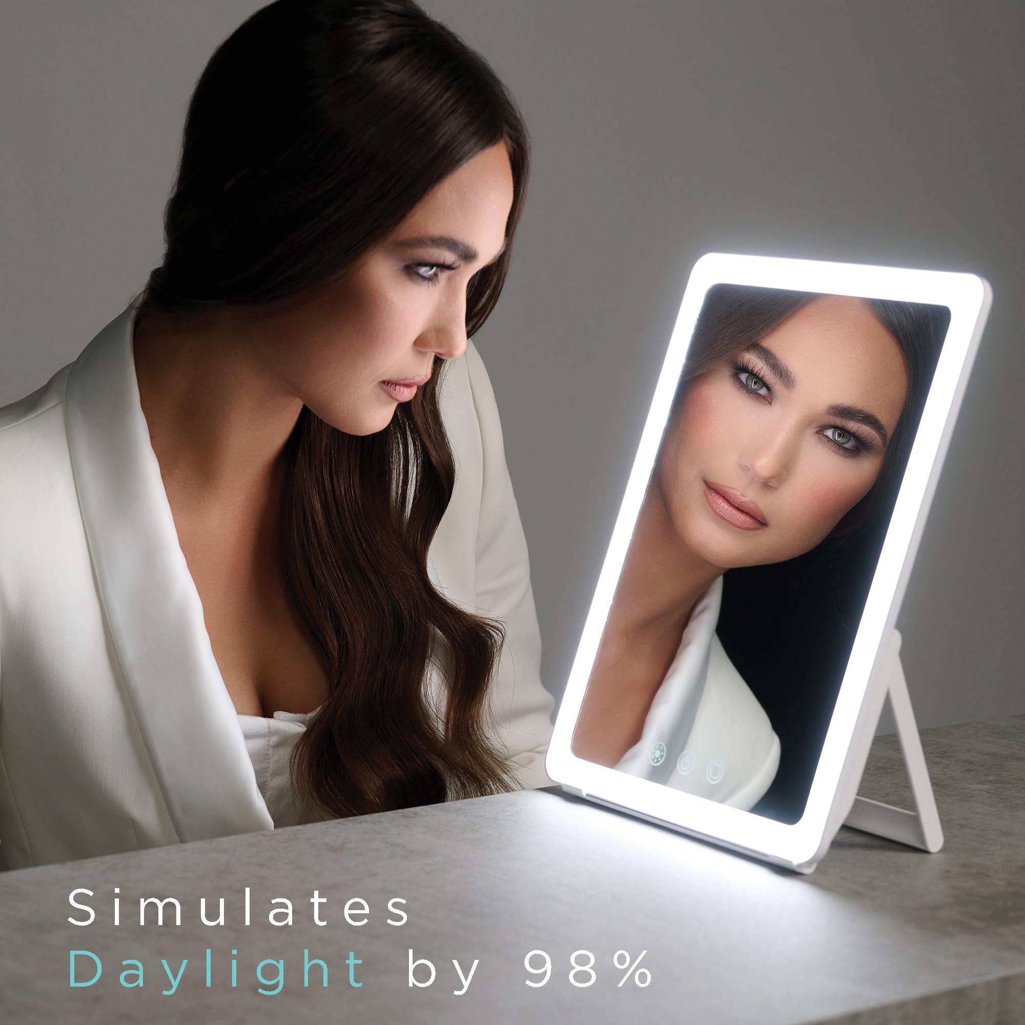 Ilios Lighting Ilios Lighting Portable Makeup Mirror with Adjustable Stand, Dimmable LED Lighting, 3 Color Modes, and Touch Control Perfect for Travel, Vanity, and Beauty On-The-Go