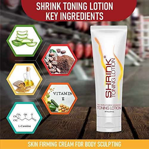 shrink Shrink Toning Lotion - Heat Activated Cellulite Cream and Firming Body Lotion for Women and Men - Body Cream for Stomach, Tummy, and Body - with Caffeine, Vitamin E, Skin Tightening Body Cream (8oz)