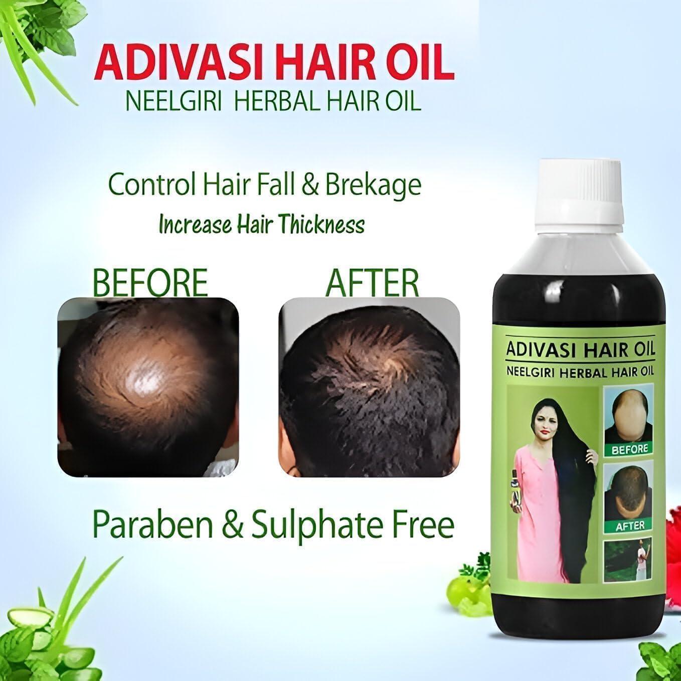 Generic Original Adiwasi Hair Growth Oil 200 ML Ayurvedic Adiwasi Herbal Kesh tel with Natural Rosemary essential & Biotin for Control Hairfall anti-dandruff PACK OF - 2, Clear