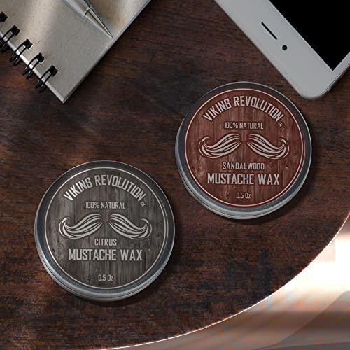 Viking Revolution Viking Revolution Mustache Wax 2 Pack - Beard & Moustache Wax for Men - Strong Hold Helps Train Tame & Style (Citrus & Sandalwood, 2 pack)