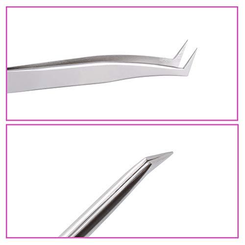 FADLASH Volume Tweezers 3d 6d Made Fans Eyelash Extensions Tweezer for Easy Fan Volume Lashes Curved Point Stainless Steel Precision Anti Static Lash Extension Tweezers Leather Pack