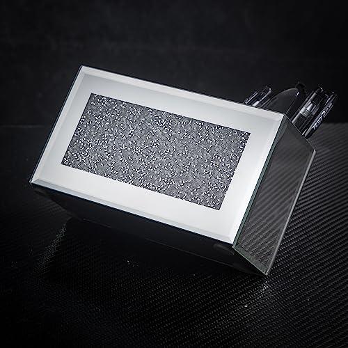 Vuidding Glitter Silver Mirror Diamond Filled Makeup Brush Holder