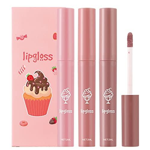 WGUST Cover Girl 3 Pieces Of Ice Set Box Velvet Lip Glaze Lipstick Lip Gloss Women\'S Non Stick Cup Nude Color Lasting Waterproof Lipstick Stay on Lipstick