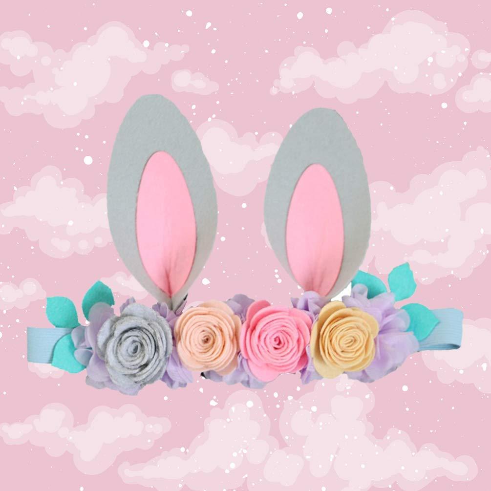 ABOOFAN ABOOFAN Easter Party Headband Baby Headband Easter Headband Kids Headbands Baby Bunny Ears Headband Rabbit Ear Headband Bunny Ears Hairband Hair Ties Kids Flowers Child Flower Headdress