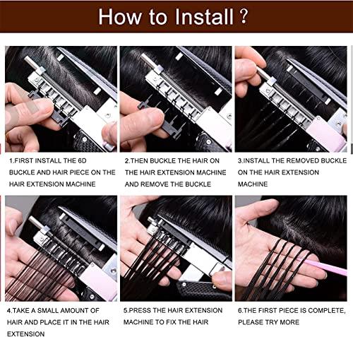 BDBD BDBD 6D Hair Extensions Human Hair, 1 Rows of 5 Bundles, 10Row No-Trace Hair Extension, Real Human Hair Seamless Silky Hair for Women Girls,24in