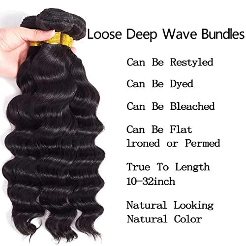 Vallbest Vallbest Bundles Human Hair Loose Deep Wave Bundles 24 26 28 30 inch Loose Deep Wave 4 Bundles Human Hair 10A Grade Unprocessed Brazilian Virgin Hair Bundles for Black Women