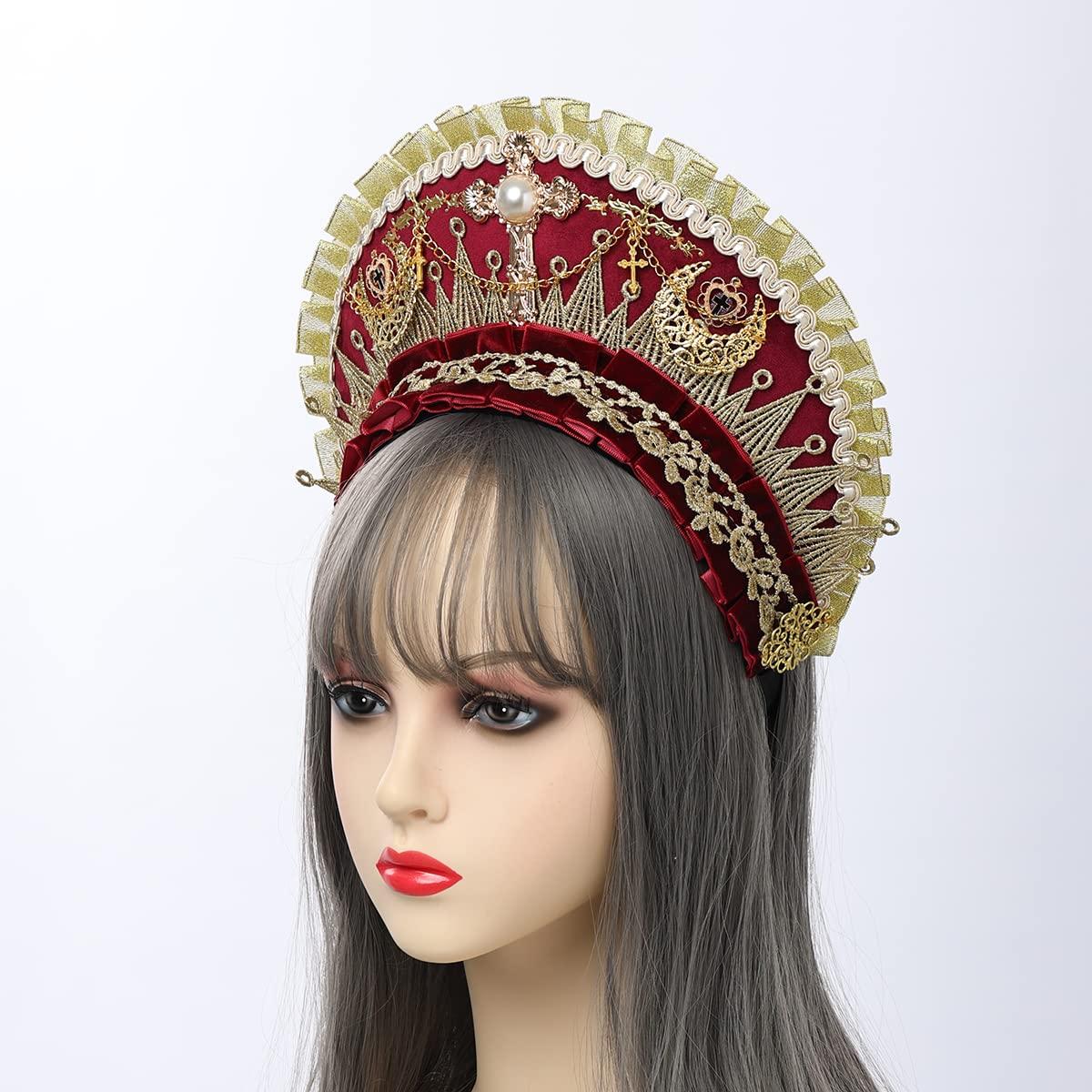 BPURB Anne Boleyn Hat Headwear Tudor Elizabethan Headwear French Royal Coronet Hood Headband Cosplay Accessories