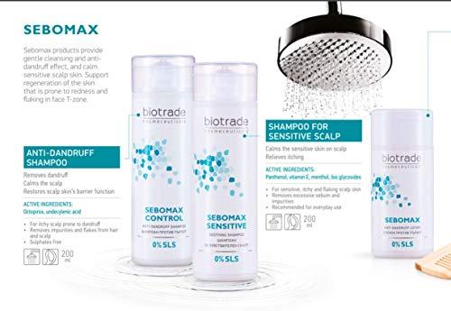 BIOTRADE Biotrade Sebomax Control Anti-Dandruff Shampoo 200 ml, Soothes the Irritated Scalp, Clears Dandruff, Impurities, SLS and SLES Free