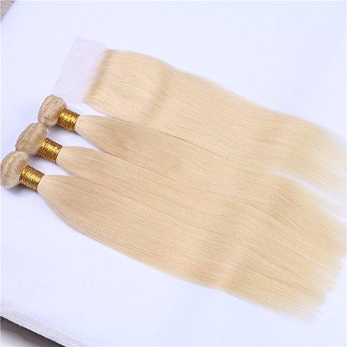 Cloud Hair Cloud Hair Top Lace Closure With Blonde 613 Hair Wefts 4Pcs Lot Brazilian Silky Straight Virgin Hair 3Pcs With Lace Closure 4x4 (10 10 10+8 inch closure)