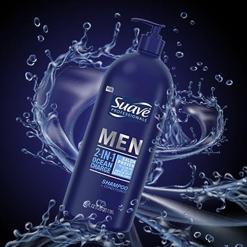 Suave Suave Men Shampoo and Conditioner 2 in 1 Ocean Charge Refreshing, Cleanse and Conditions Hair, 40 oz Pack of 3