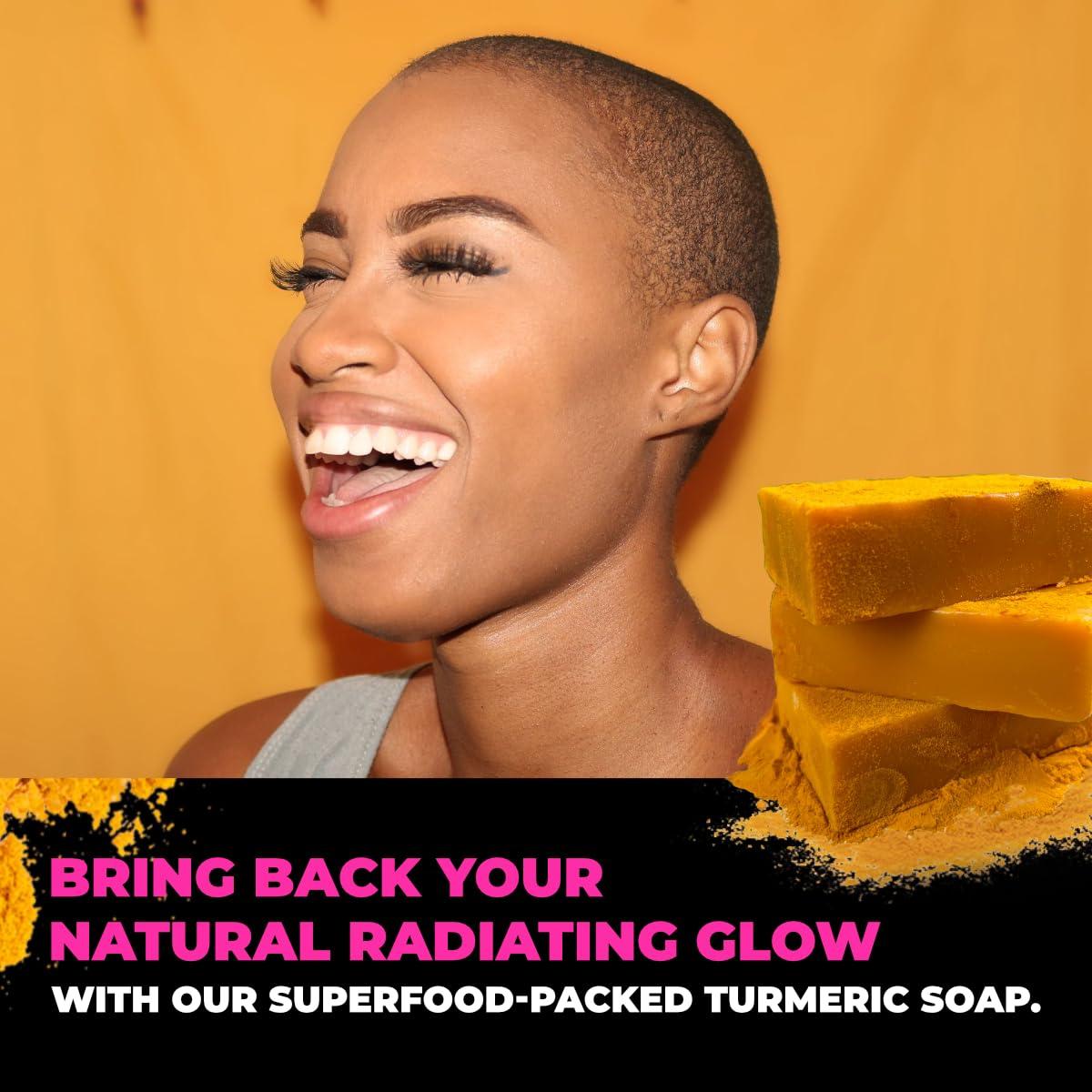 Glo Melanin Glo Melanin Organic Turmeric Soap for Dark Spots & Acne, Turmeric Soap for Skin Brightening and Clearing Formula, All Natural Turmeric Soap Bar