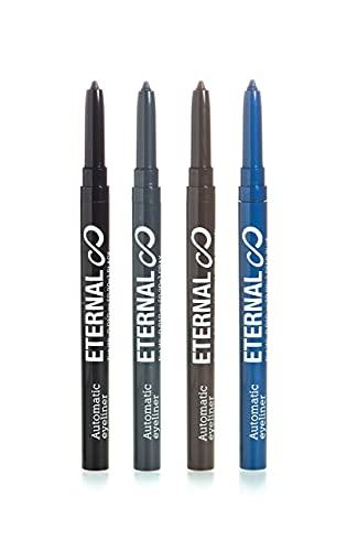 Eternal Eternal Cosmetics Automatic Water Resistant Eyeliner Set – Easy Glide-on for a Professional All Day Smokey or Dramatic Effect, Long Lasting and No Smudge Mechanical Eye Pencil (4 Pack)