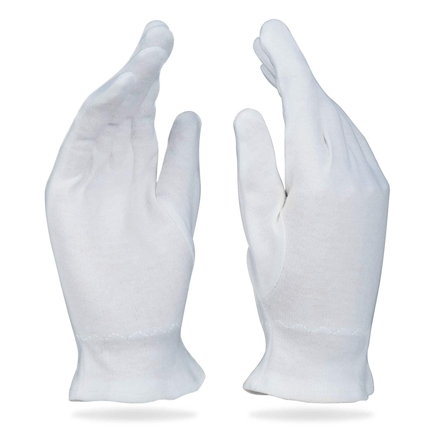 Beauty Care Wear White Gloves Medium (10 pair) - Cotton Gloves for Eczema, Cotton Gloves for Dry Hands, White Cotton Gloves for Women, Spa Glove, Lotion Glove, Sleeping Glove