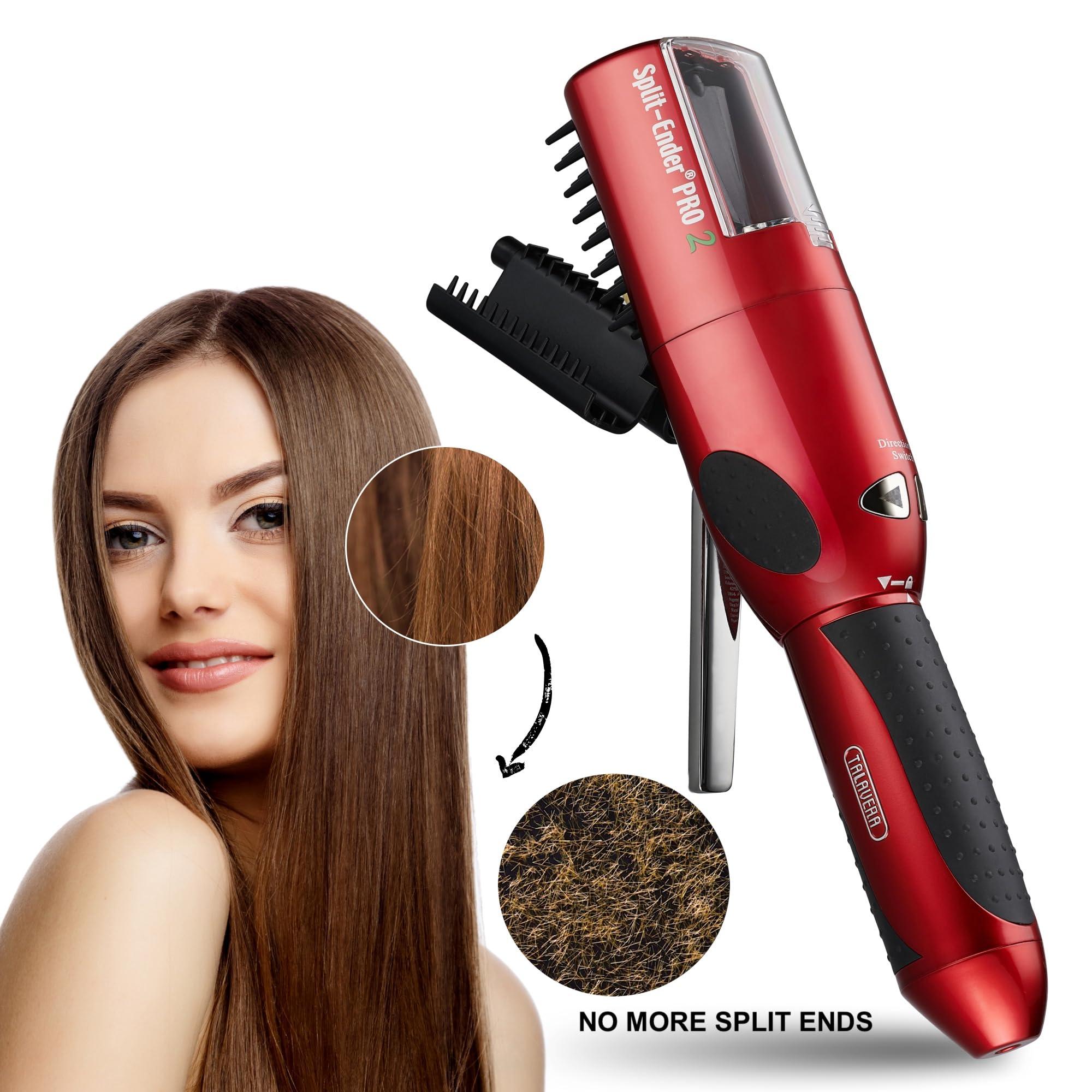 Split-Ender Split Ender Pro 2 - The Original Cordless Split End Hair Trimmer Automatic Rechargeable Home Tool Hair Clipper 2-in-1 for Dry Damaged Splitting Broken Brittle Straight Curly Frizzy Beauty - Red