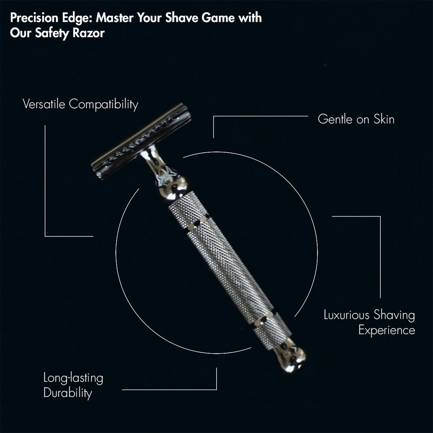 Pink Woolf Pink Woolf Classic DE Safety Razor (Chrome) CC87, Good for Beginner Shaver, Ideal Gift for Men