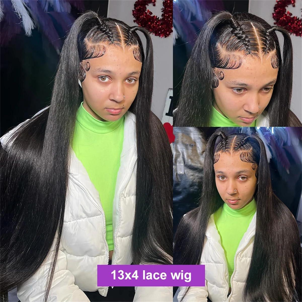 Human Lace Wig For Women Pre Cut No Glue 13X4 Bone Straight Glueless Wig Human Hair Brazilian Lace Front Closure Wigs For Women Preplucked