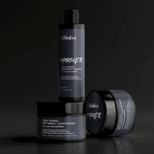 edgy edgy DIFIABA Charcolite Cool Toning Anti-Brass Shampoo & Conditioner DUO SET w/ Restorative BondPlex (w/ Sleekshop Teasing Comb) Charcoal Kit Bond Plex (8.5 oz + 8.5 oz)