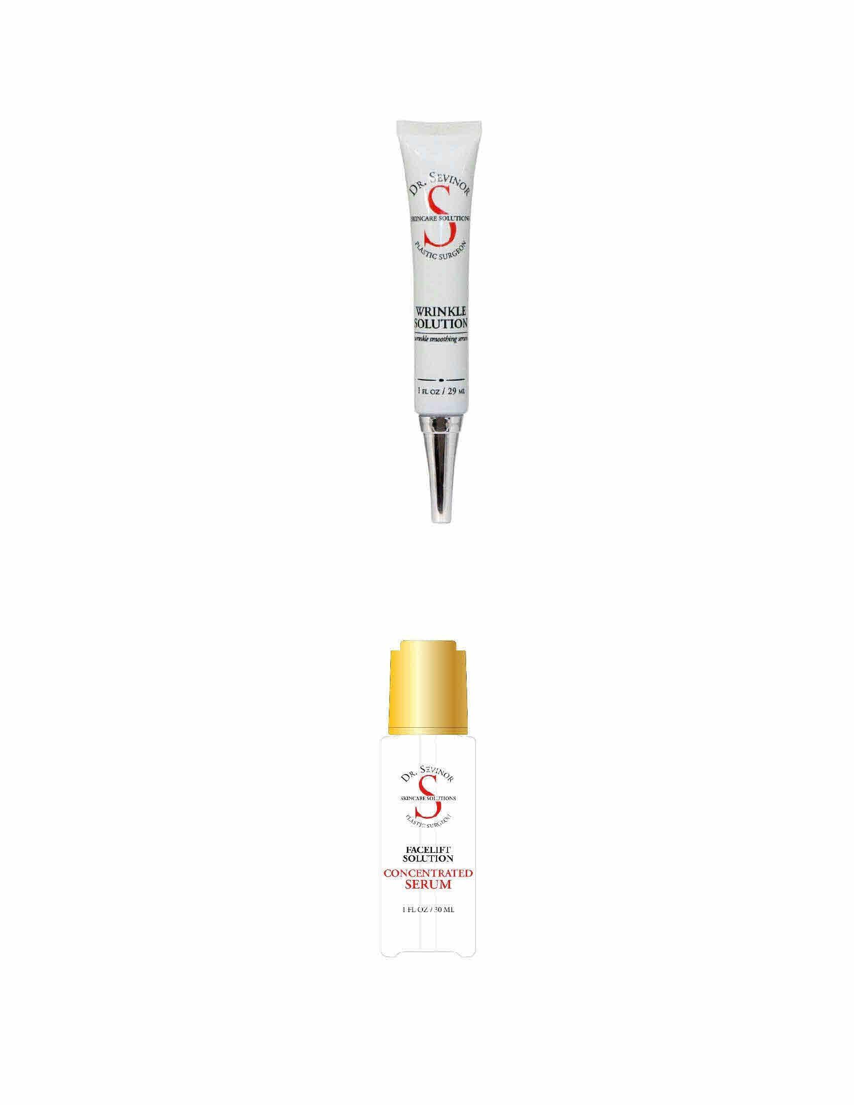 Dr.Sevinor Skincare Solutions Dr Sevinor Wrinkle Solution Smoothing Tinted Serum and Dr. Sevinor\'s Facelift Solution Concentrated Serum Revitalizes Tired Looking Skin, Diminishes Wrinkles/Lines. Combo Special SAVE 10%