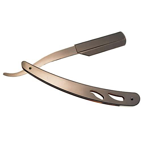 Sicastar Stainless Steel Straight Edge Barber Shaving Razor Sicastar® Folding Straight Razor Single Edge Replaceable Blades fit for All of Double Edge Razor Blades (Rose Gold)