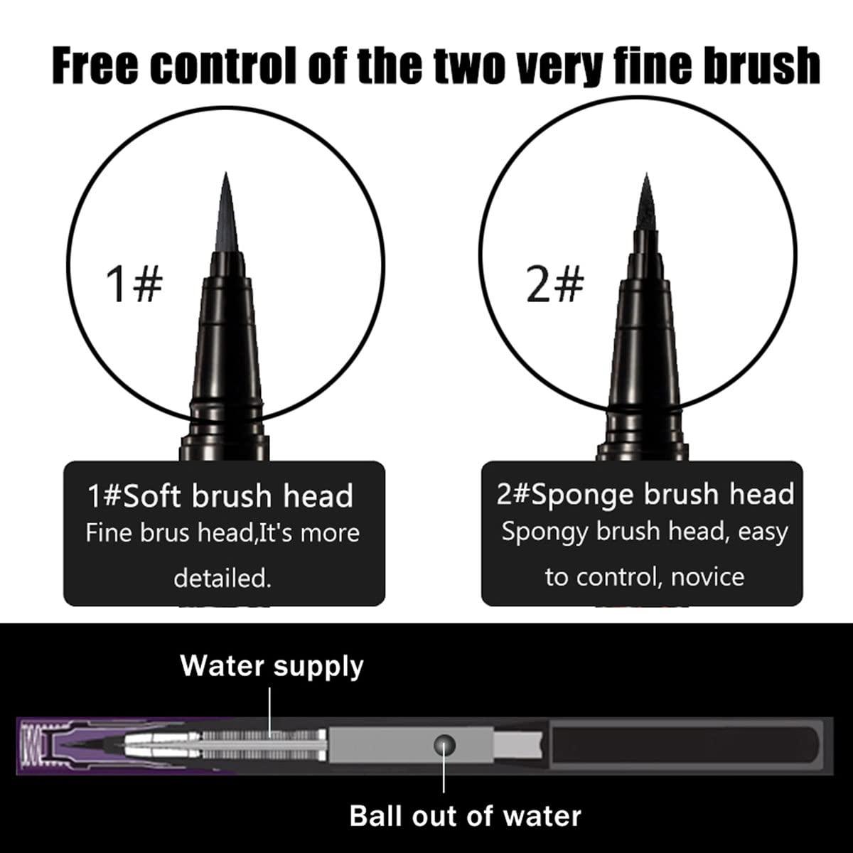 AVIERLL AVIERLL Waterproof Liquid Eyeliner -2Pens Black Eyeliner Long Lasting&Smudgeproof Makeup Liner Easy Liquid Pen 0.03 Fl. Oz (Black)