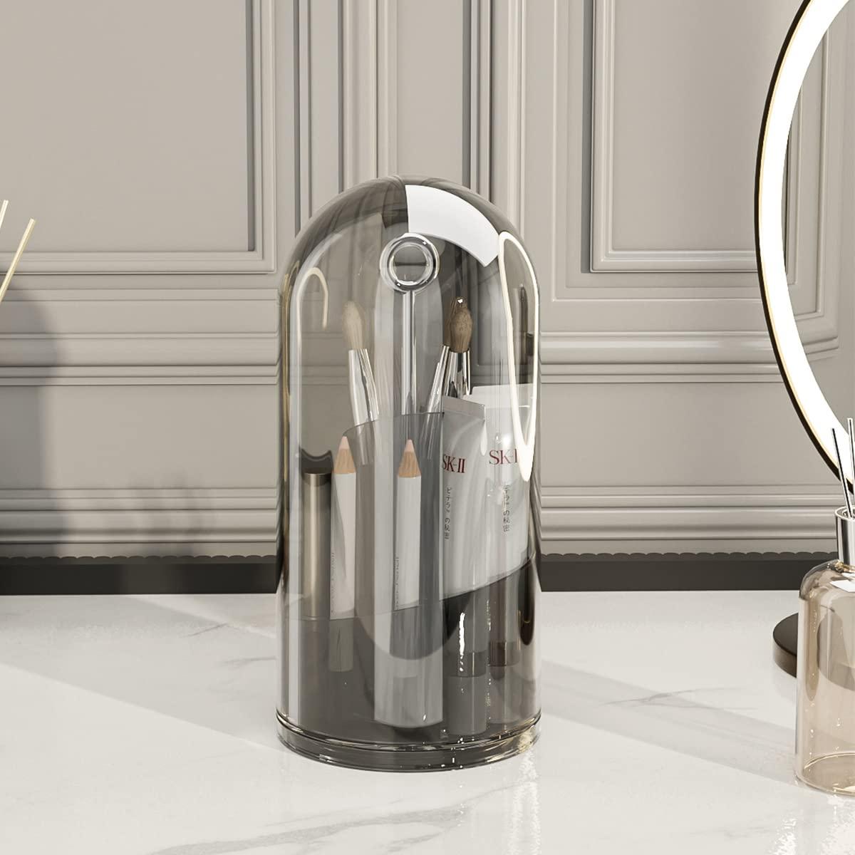 LIVAZIO LIVAZIO Makeup Brush Holder With Lid,Rotating Makeup Brush Storage Box With Cover, Pen Holder For Desk,Makeup Eyeliner Lip Liner Holder Organizer For Vanity,Bathroom,Countertop