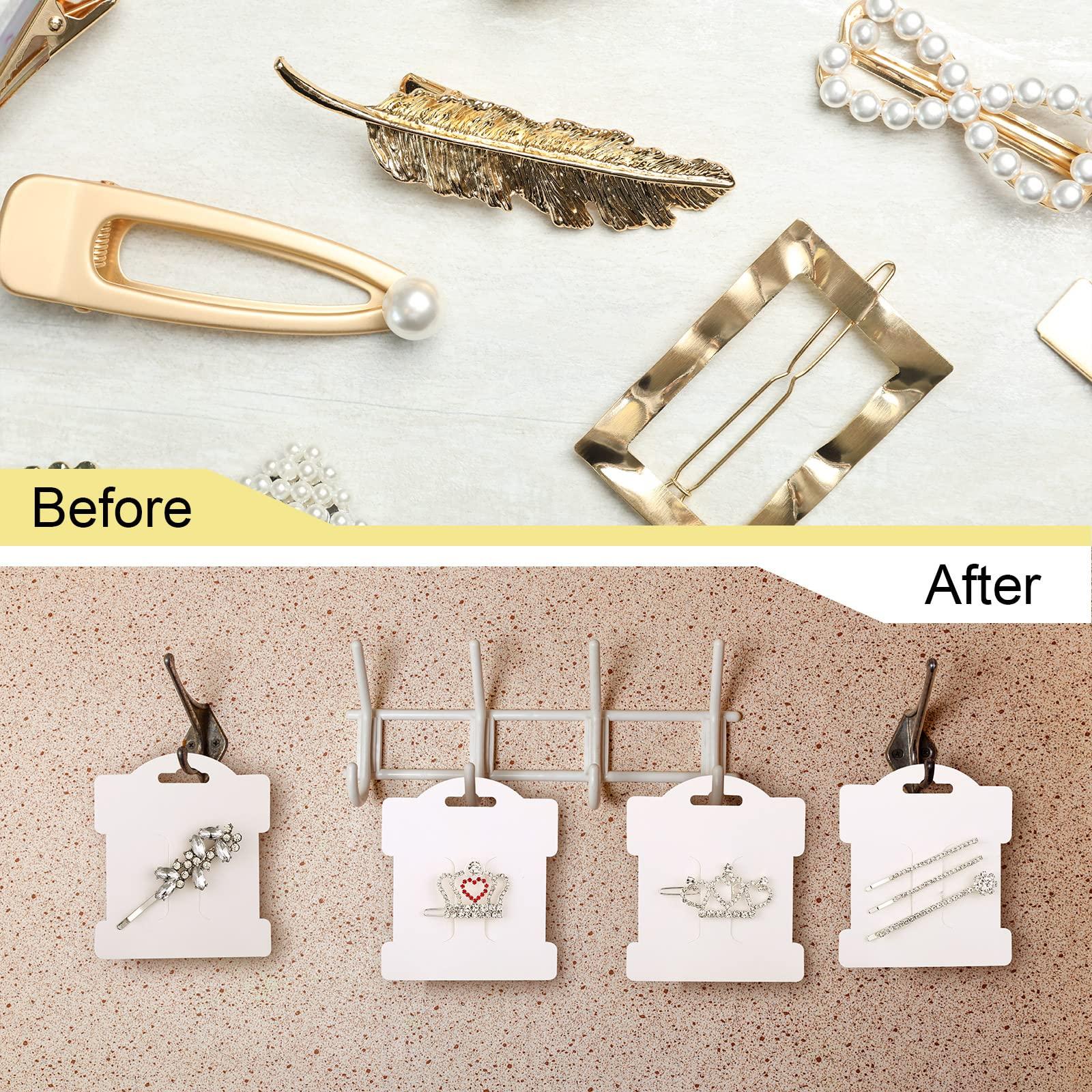 Junkin Junkin 100 Pcs Hair Clip Display Cards Headband Display Cards Hair Bow Holder Cards Rectangle White Cardboard Hair Barrettes Jewelry Display Holder for Hair Accessories Display and Organizing()