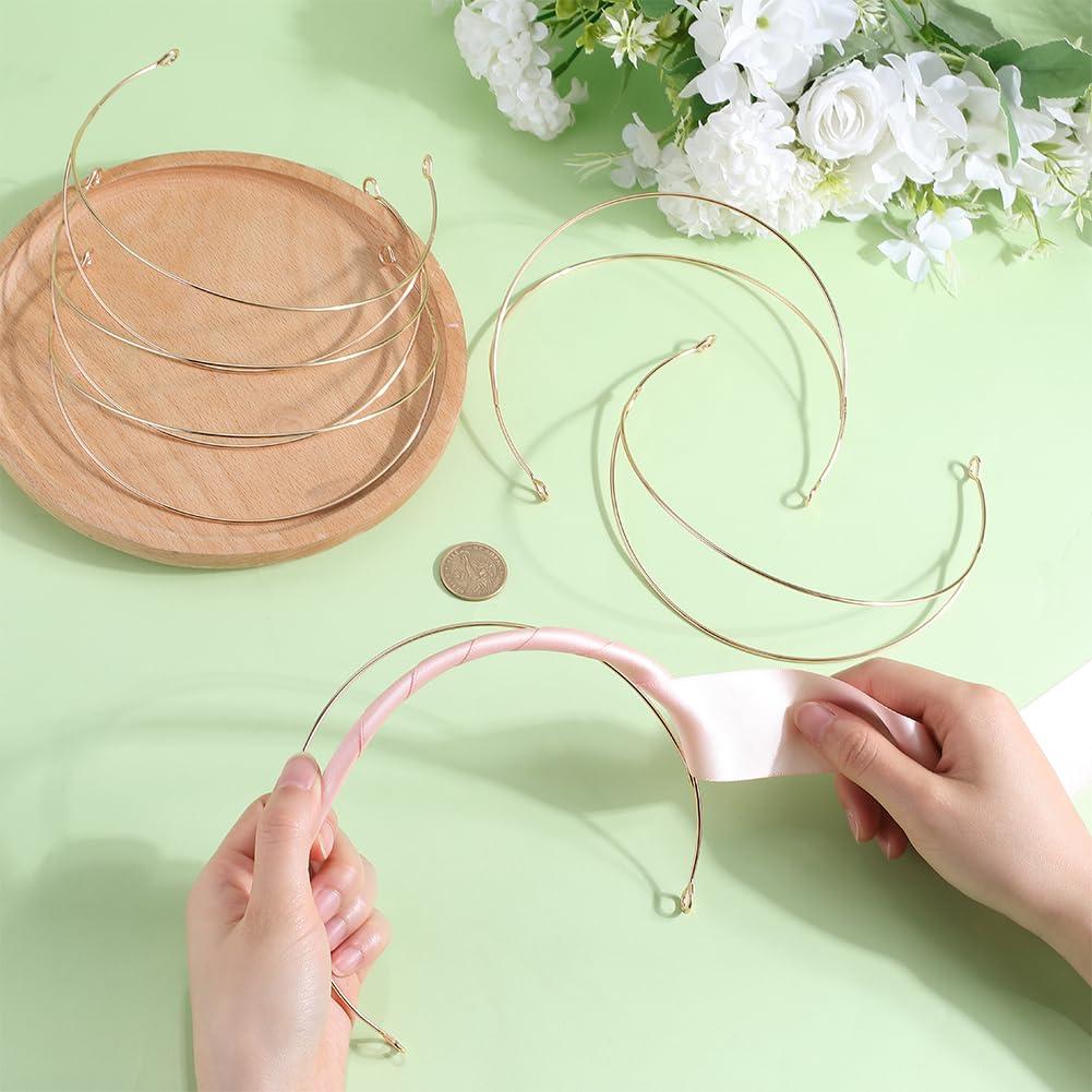 GORGECRAFT GORGECRAFT 6Pcs Double-Layer Hair Bands Light Gold Double Row Metal Headbands Metal Thin Wire Double Headband for Women Wedding Hair DIY Crafts Accessories