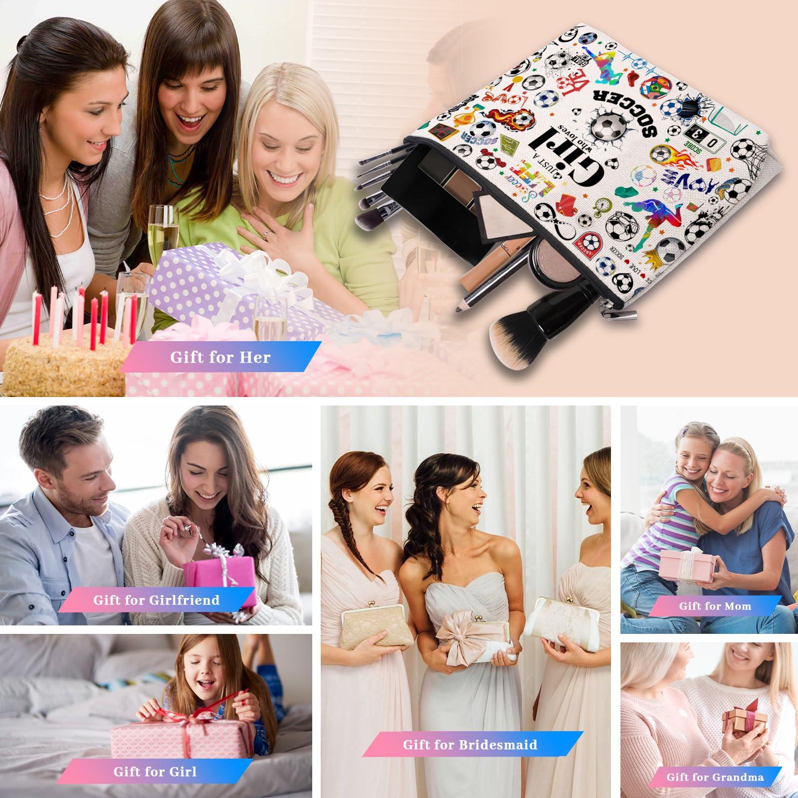 CEASQVAA CEASQVAA Soccer Gifts Makeup Cosmetic Bag for Women, Soccer Coach Gifts, Soccer Team Gifts for Soccer Lovers Players Fans Birthday Gifts for Her Women
