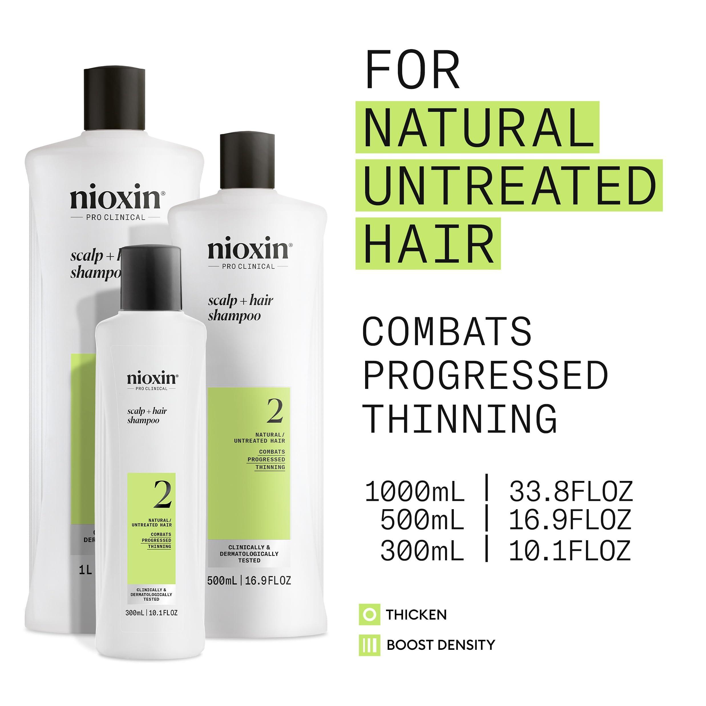 Nioxin Nioxin Scalp + Hair Thickening System 2 Shampoo | For Natural or Untreated Hair with Progressed Thinning | With Niacinamide and Biotin | 16.9 Fl oz.