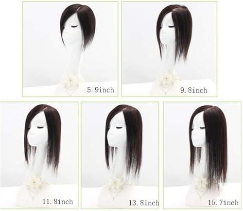 YAIRYANGTZE YAIRYANGTZE Human Hair Topper Hair Piece Hand Made Wiglets Hairpieces for Thinning Hair with Clips Mono Base (Black,14\" mono)