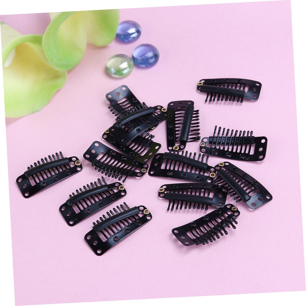 Ipetboom Ipetboom 200 Pcs 10 Hair Clip Scrunchie DIY Cap Pad Wig Clip with for Hair Pliers Hair Rollers with Clips Holder Hairdressing Snap Neon Hair Extensions Hair Net Mini Black