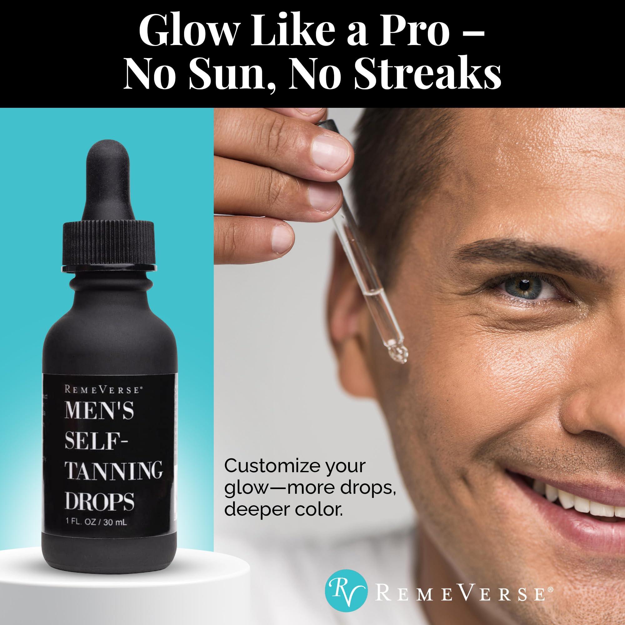 RemeVerse Men’s Self-Tanning Drops by RemeVerse: Sunless Tanner Formulated for Men to Achieve Natural-Looking Color & Even Skin Tone, 1 FL OZ.