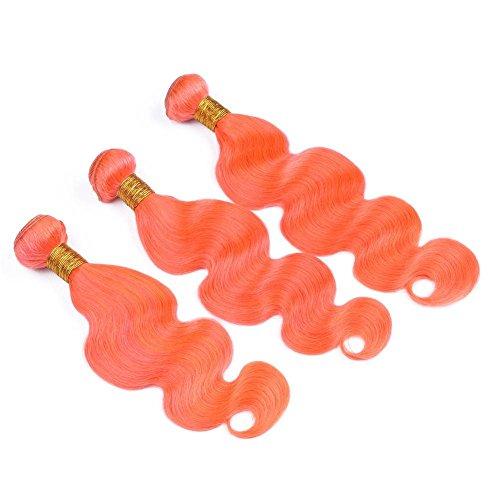 Tony beauty hair Tony Beauty Hair Indian Virgin Hair Wefts Pure Orange with Ear to Ear Frontal Body Wave Wavy Orange Human Hair Weaves 3 Bundle Deals with 13x4 Lace Frontal Closure 4Pcs Lot (10 10 10+10)