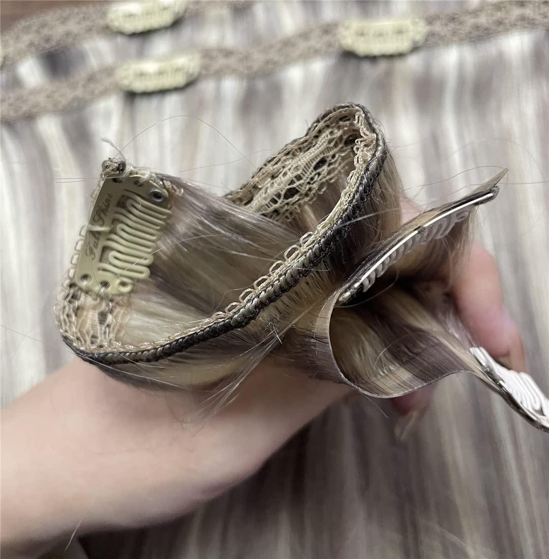 Sweejim Invisible Clip In Hair Extensions Real Hair 8Pcs 100G Solid Color Blond Hair Seamless Clip On Remy Extension Skin Weft 1000 20 inches 100g/Set