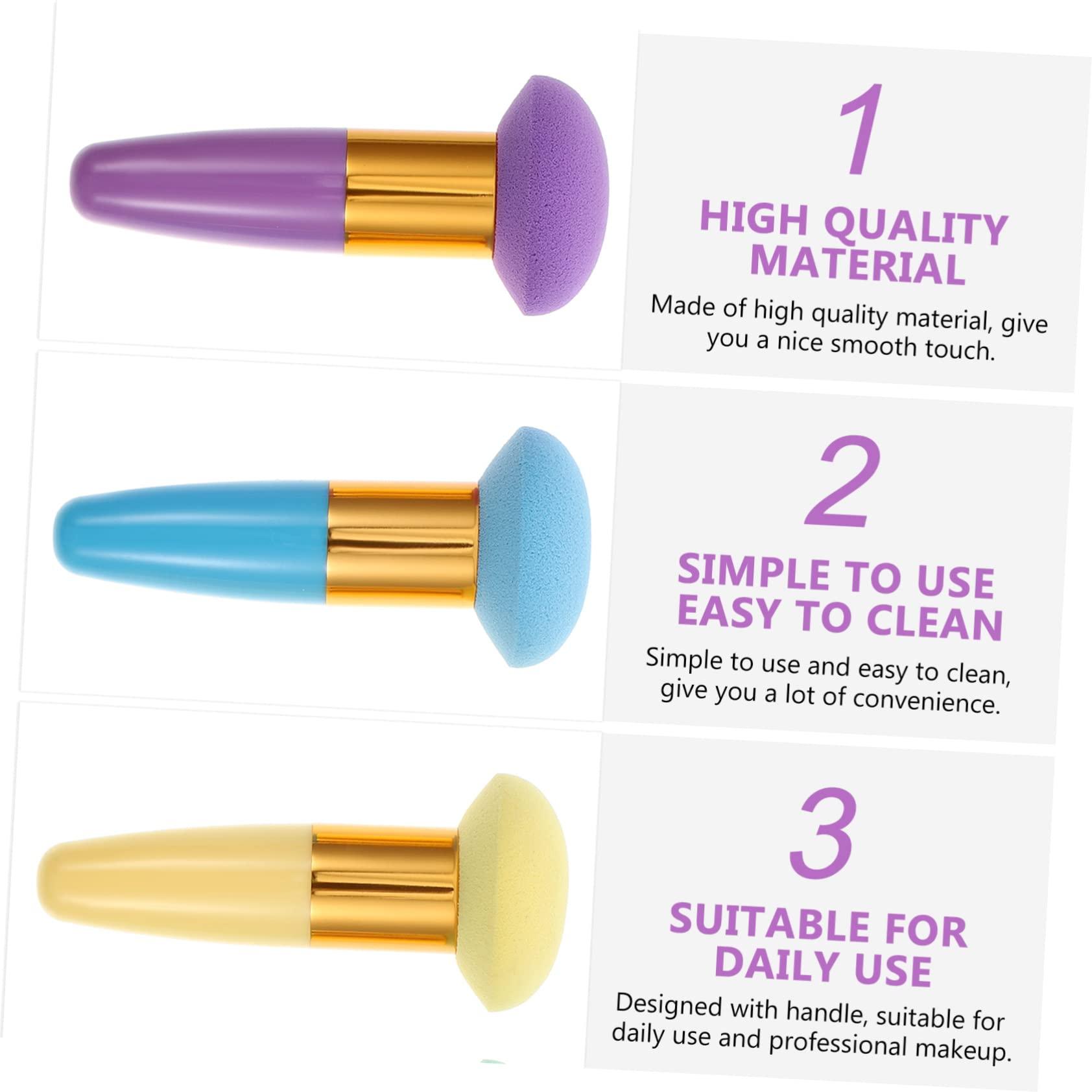 FRCOLOR FRCOLOR 4pcs Beauty Stick Blush Brush Mushroom Makeup Sponge Foundation Sponge Loose Powder Puffs Sponge Stick Face Powder Triangle Makeup Sponges Small Powder Puff Hairy Dry Puff Emulsion