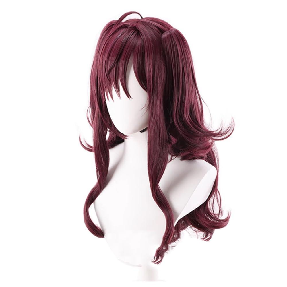 TTYAO REII TTYAO REII Ichinose Shiki Wig Burgundy Double Pigtails Long Curly Hair Wig with Bangs Anime Cosplay Synthetic Fiber Wig