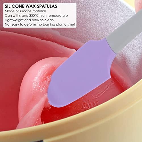Betued Silicone Non-stick Wax Spatulas, Hair Removal Waxing Applicator, Large Wax Sticks Spatula Reusable Scraper Hard Wax Sticks for Home Salon Body Use(purple)