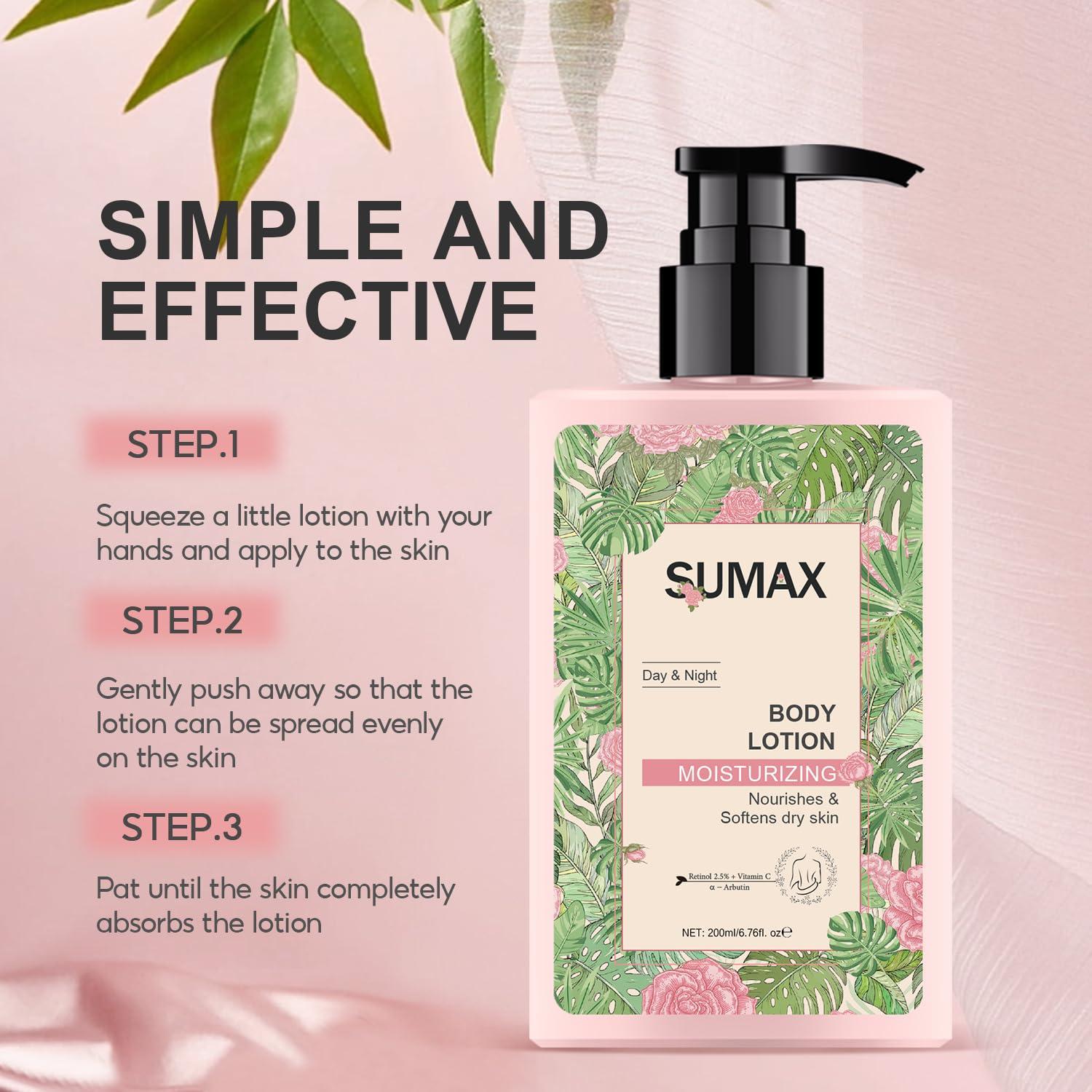 Sumax Sumax Body Moisturizer Lotion Natural Formula Fast Absorption Nourishing & Moisturizing Body Lotion Prevent & Repair Dry Skin for Women and Men
