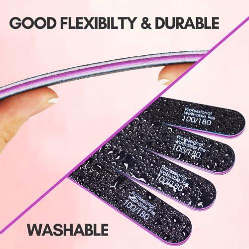 Makartt Makartt Nail File 100 180 Grit Emery Boards for Nails 10pcs Black Nail Files Professional Washable Doubled Sides Nail File Kit for Natural Acrylic Nails Coarse for DIY Salon Use
