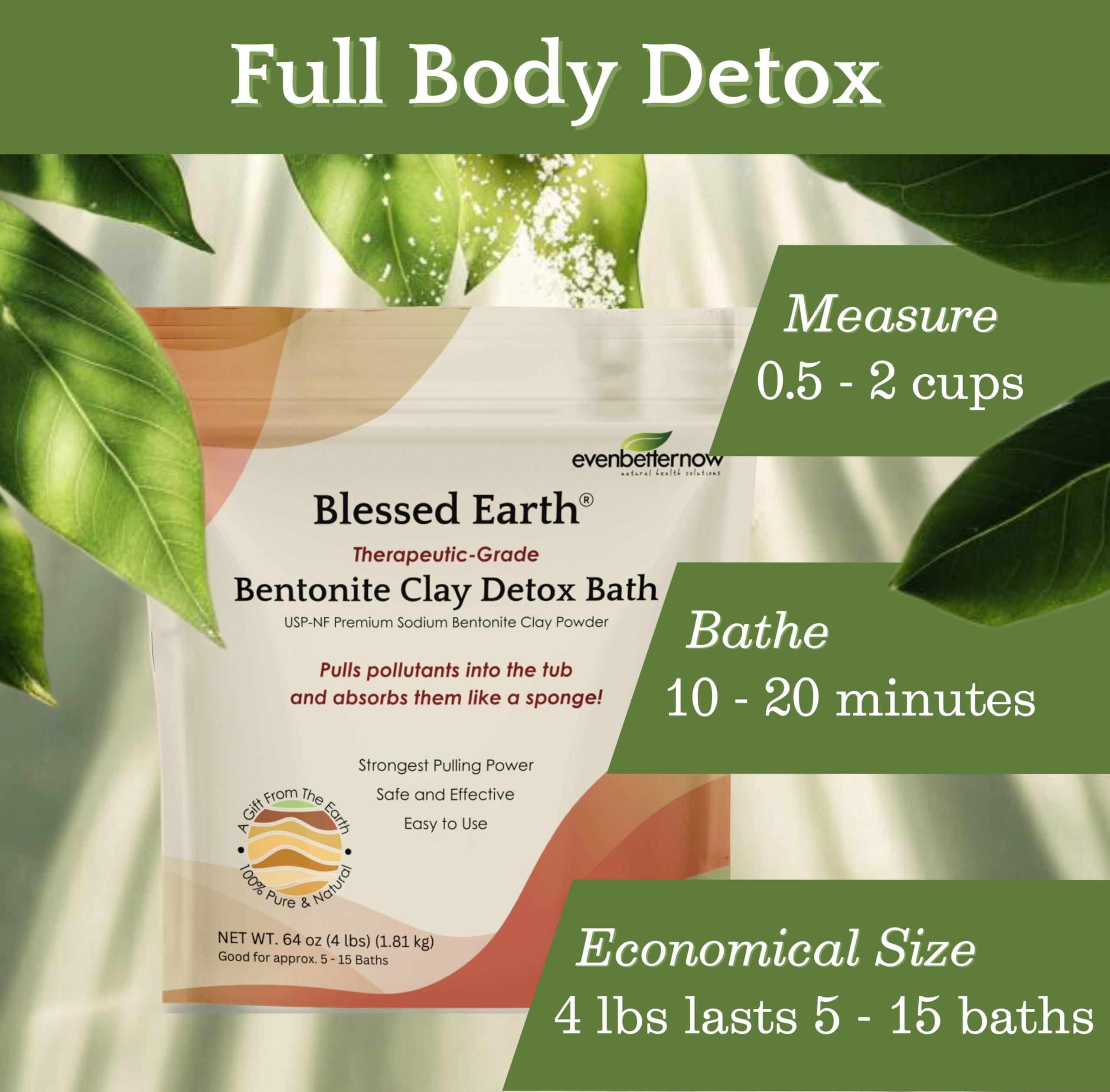 EvenbetterNow Blessed Earth Detox Clay Bath, 100% Pure Sodium Bentonite Therapeutic Grade - Removes Toxins, Impurities and Contaminants, by Evenbetternow LLC, 4 lbs (64 oz)
