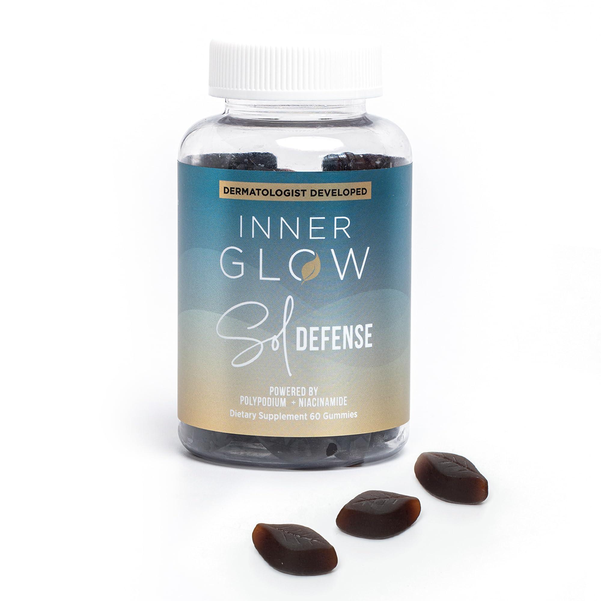 Inner Glow Inner Glow Sol Defense Gummies - Dermatologist and Plastic Surgeon developed to fight photoaging, Polypodium Leucotomos and Niacinamide